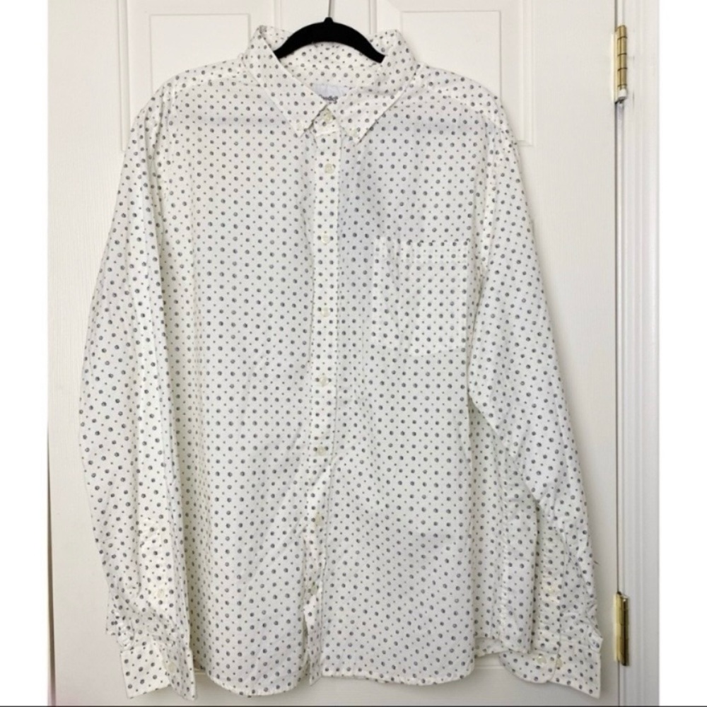 Goodfellow & Co Men’s White Patterned Button Down Shirt XXL NEW